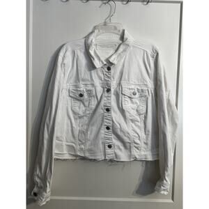 Maurices Distressed White Denim Jean Jacket Plus Sz 2 Beach Bachelorette Summer